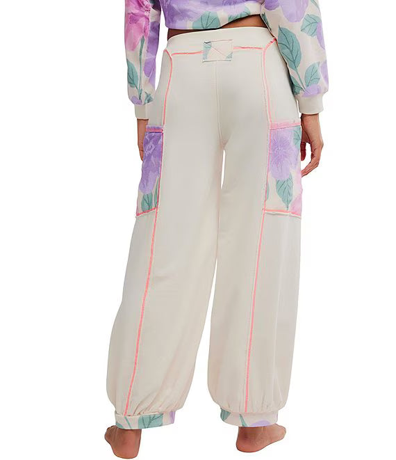 Free People Summer Loving Oversized Jogger - Ivory Combo