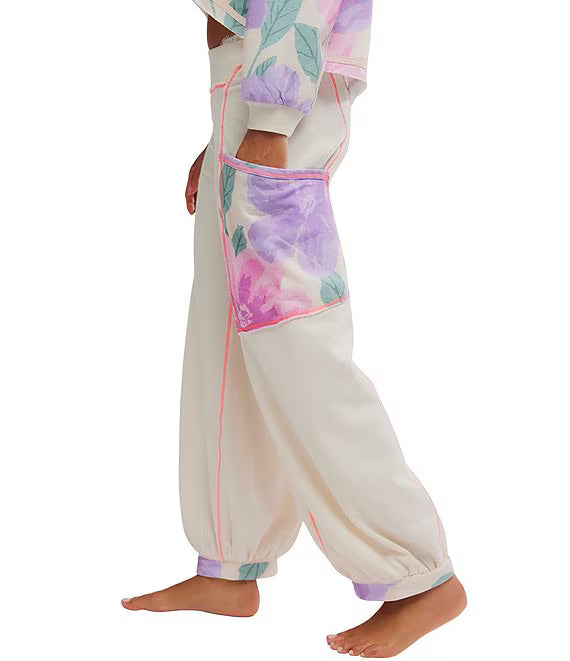 Free People Summer Loving Oversized Jogger - Ivory Combo