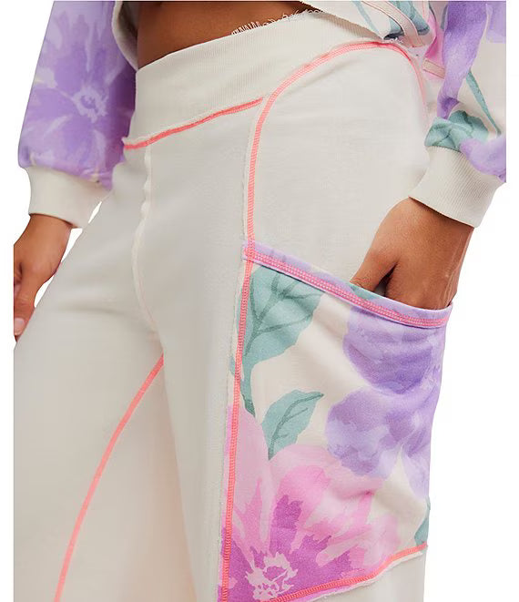 Free People Summer Loving Oversized Jogger - Ivory Combo