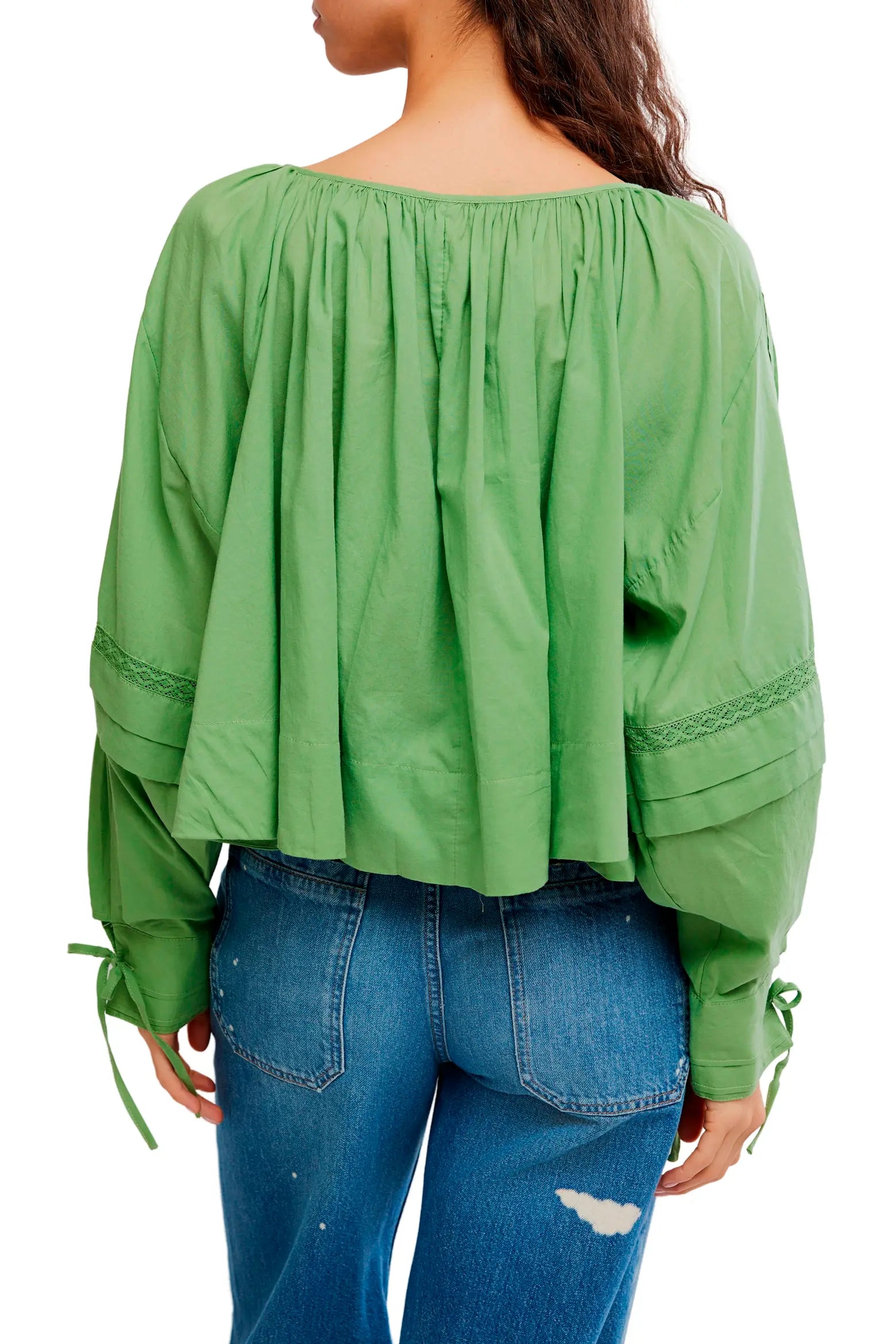 Free People La Lune Cotton Top - Jade Green
