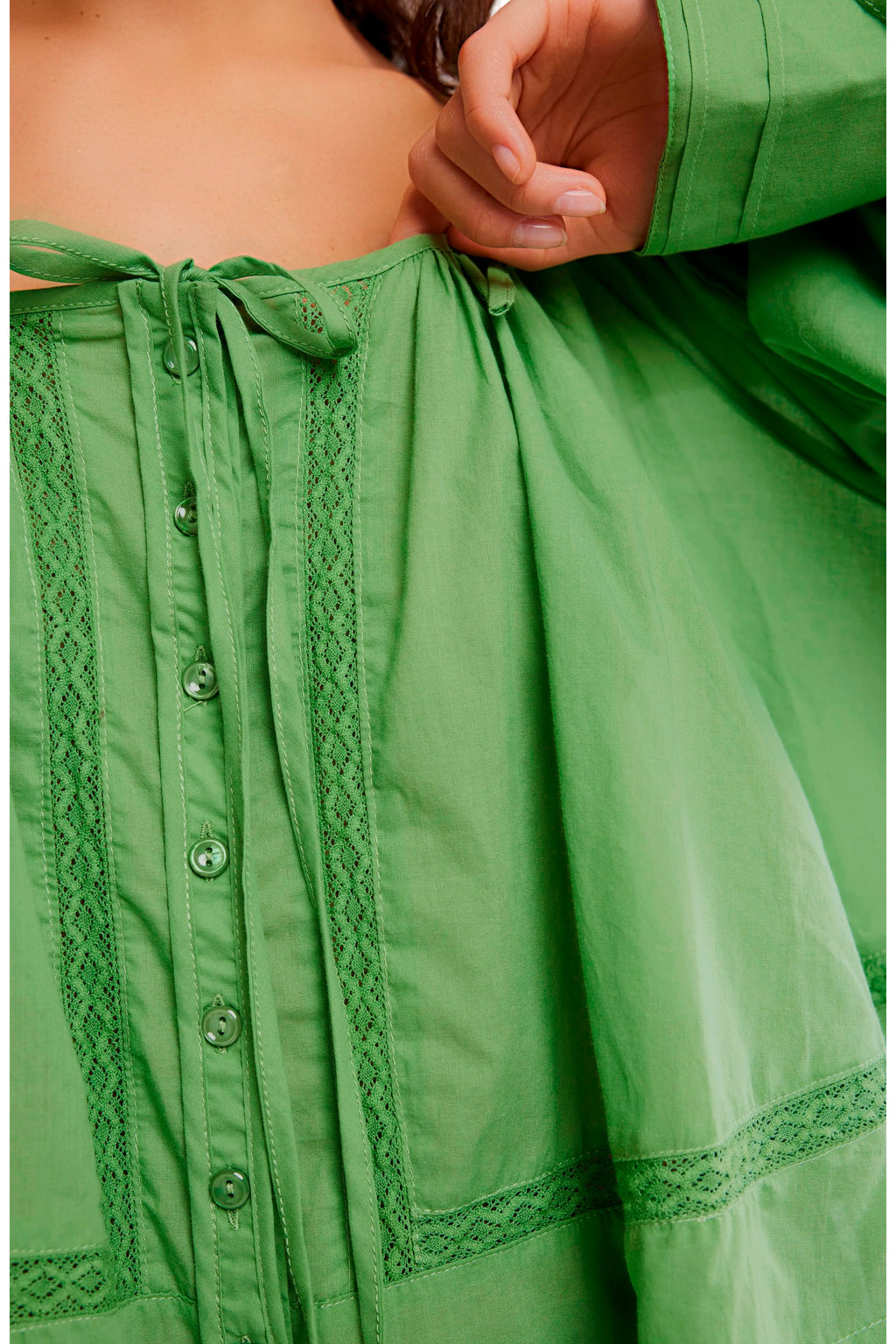 Free People La Lune Cotton Top - Jade Green