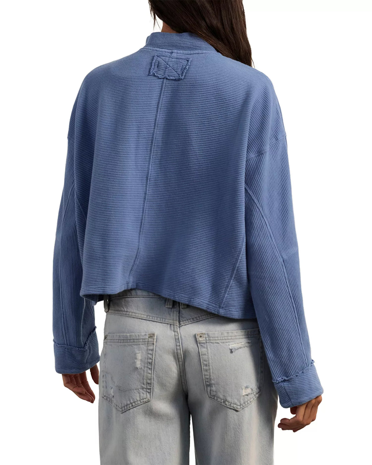 Free People Celeste Quarter Zip Sweatshirt - Blue Riviera