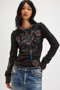 We the Free Lucky Locket Tee - Washed Black Combo