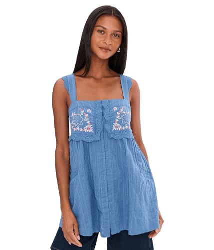 Free People Women's Farrah Embroidered Tunic - Cold River