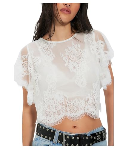 Free People Women's Lunar Ash Lace Top - Clean Ivory