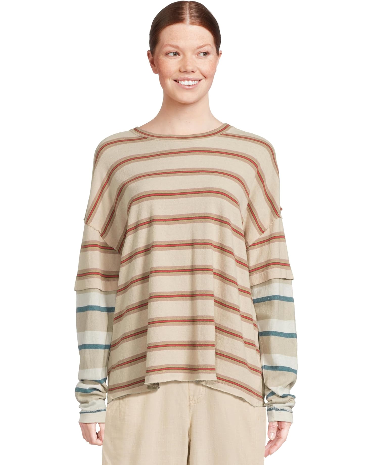 Free People Nina Stripe Long Sleeve - Neutral Combo