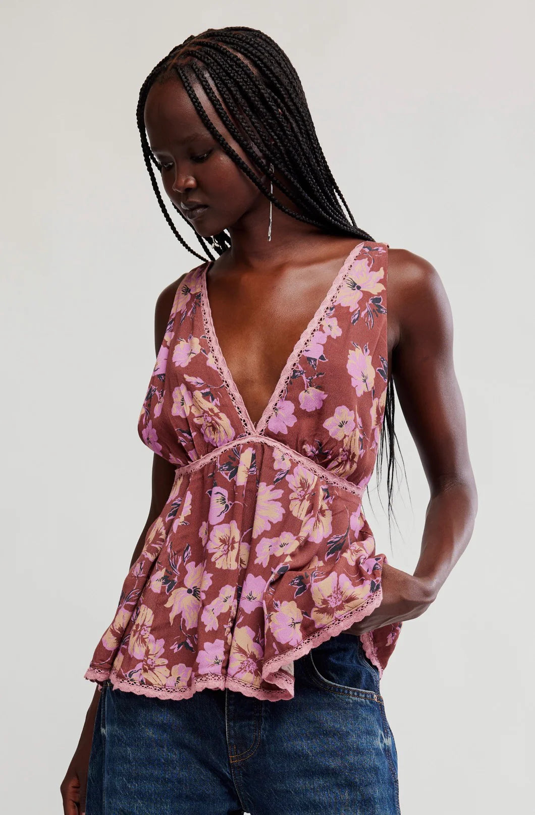 Free People Rome Printed Tank - Wine Combo