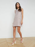 L'Agence Florian Tweed Shift Dress - Tan/DustyPink/Blue