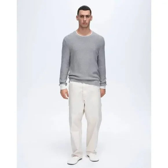 ATM Cotton Cashmere Colorblock Long Sleeve Crewneck Sweater
