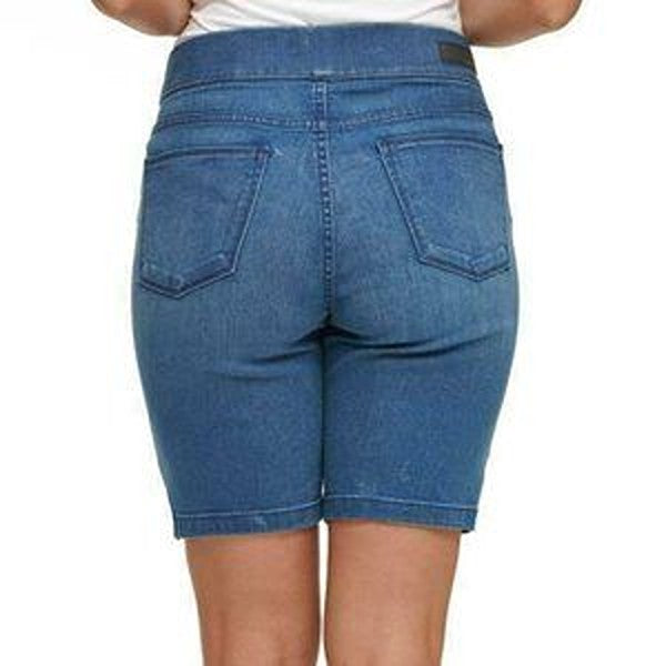 DKNY Jeans Ladies' Pull On Comfort Stretch Denim Bermuda Shorts - Med Wash/Small