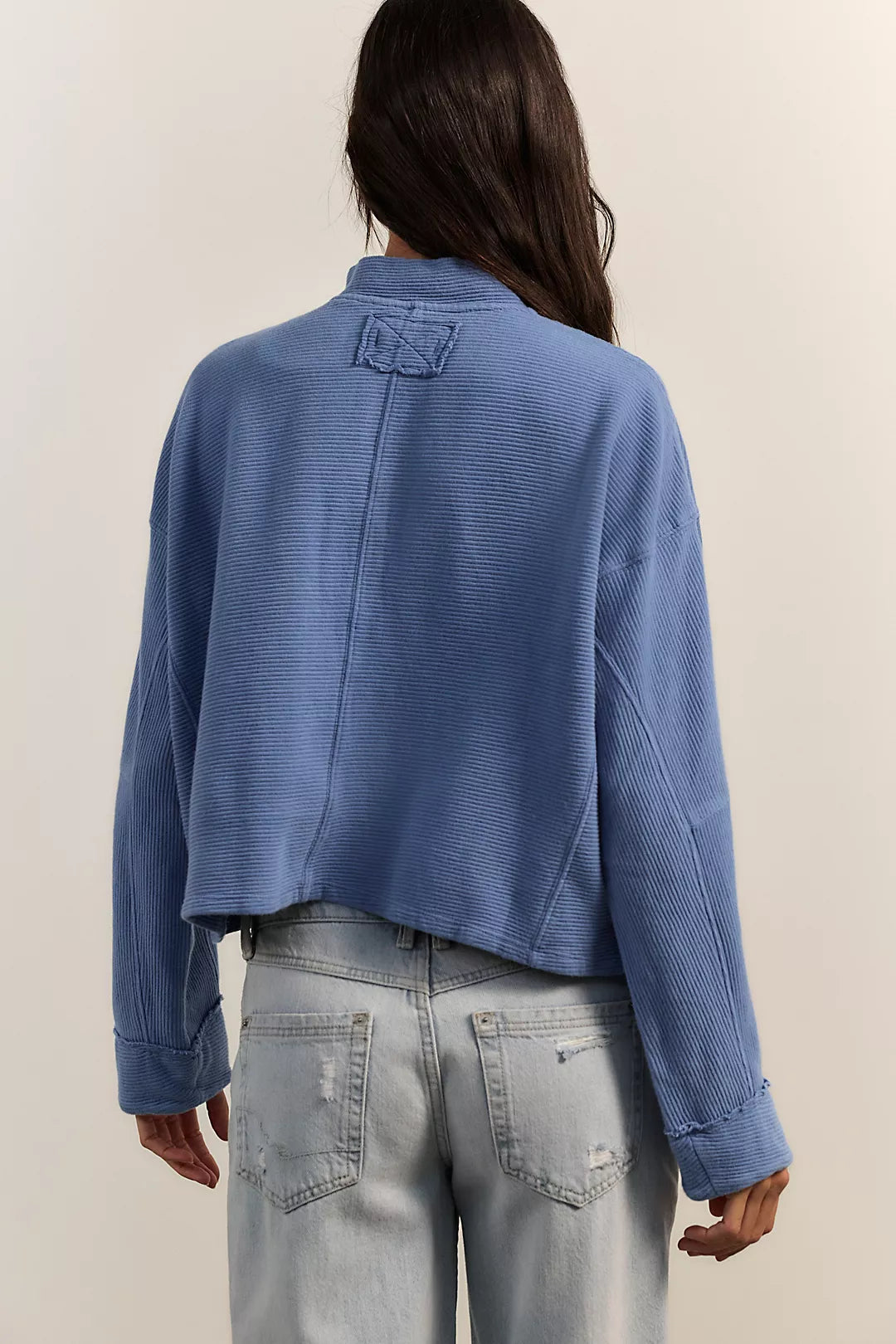 Free People Celeste Quarter Zip - Blue Riviera