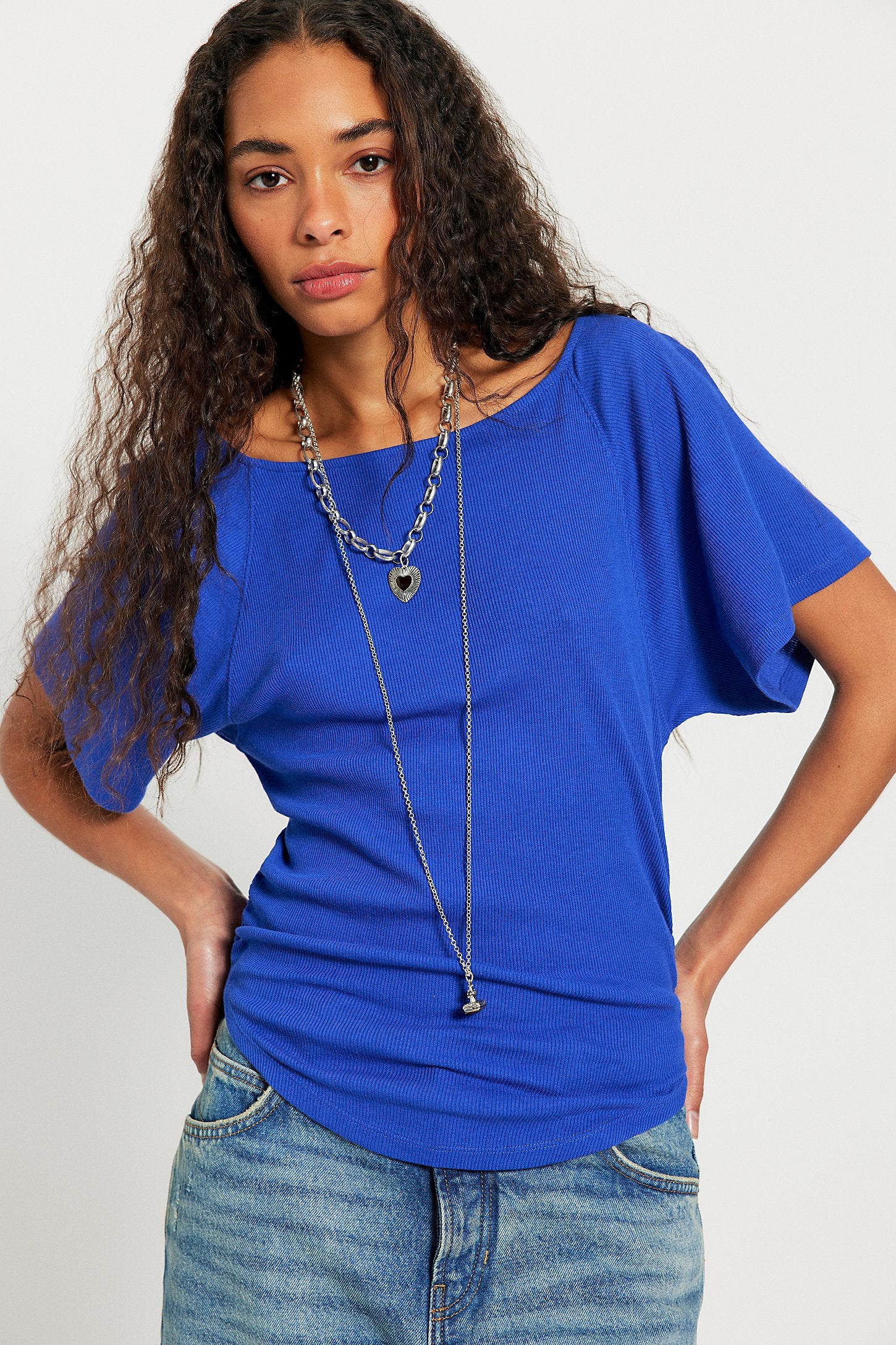 Free People Lucy Off-The-Shoulder Tee - Violet Splendor