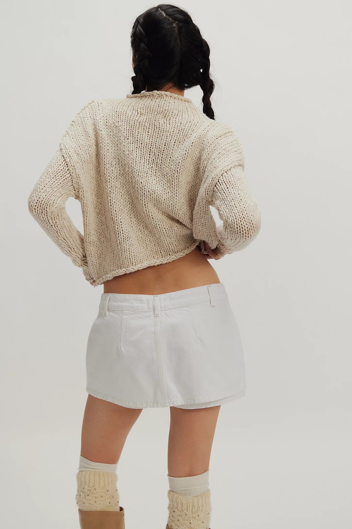Free People Galivanting Denim Skort - Optic White