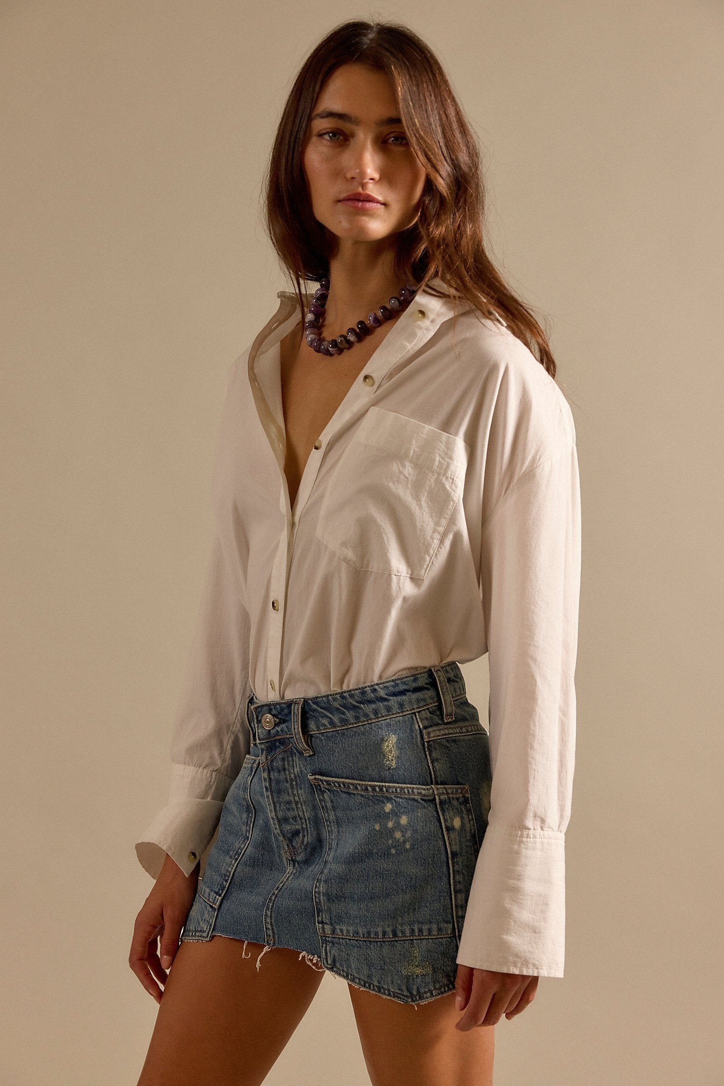 We The Free Dolly Denim Mini Skirt - Truest Blue