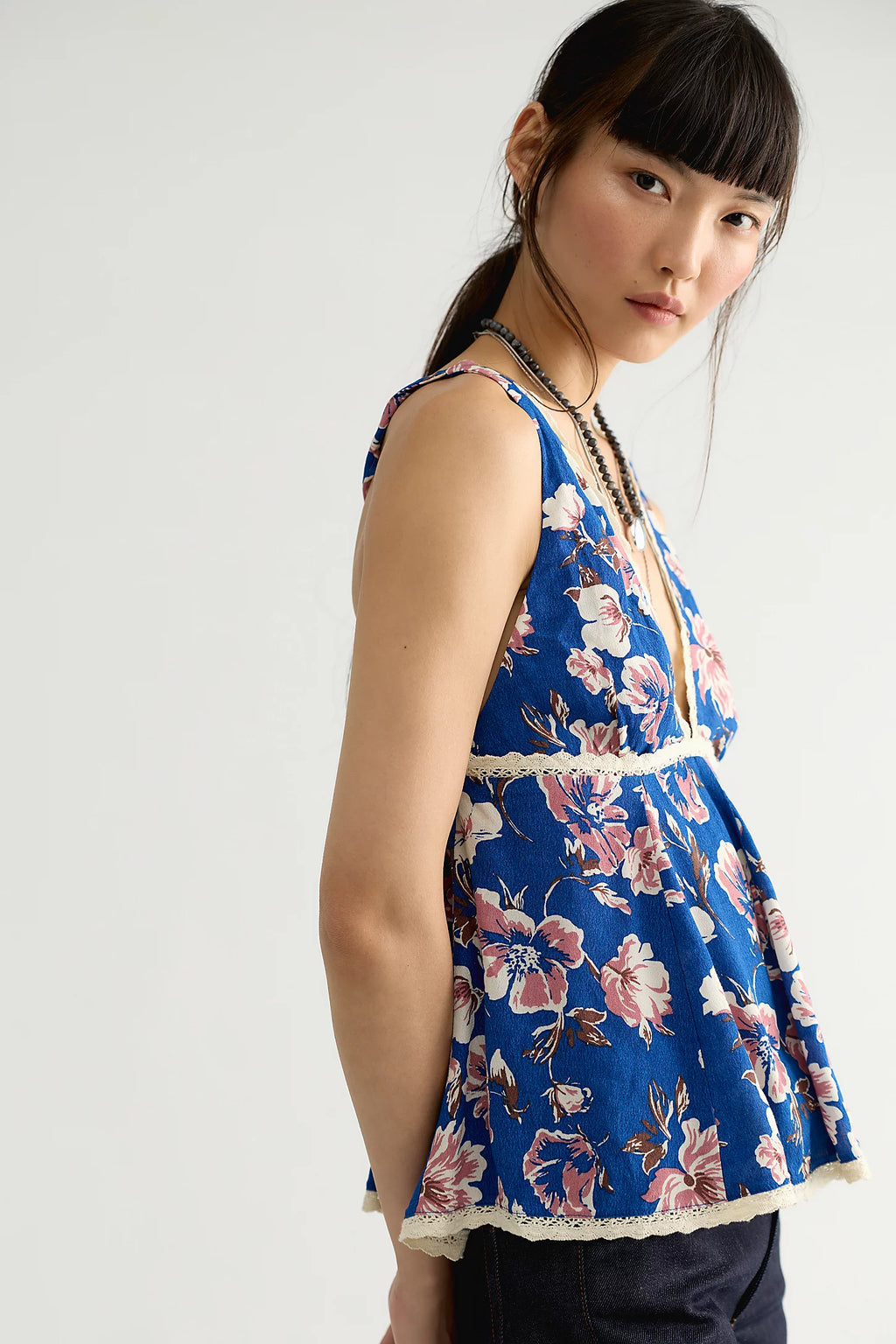 Free People Rome Printed Tank - Navy Combo