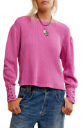 Free People Lapis Lace-Up Cuff Cotton Thermal Top