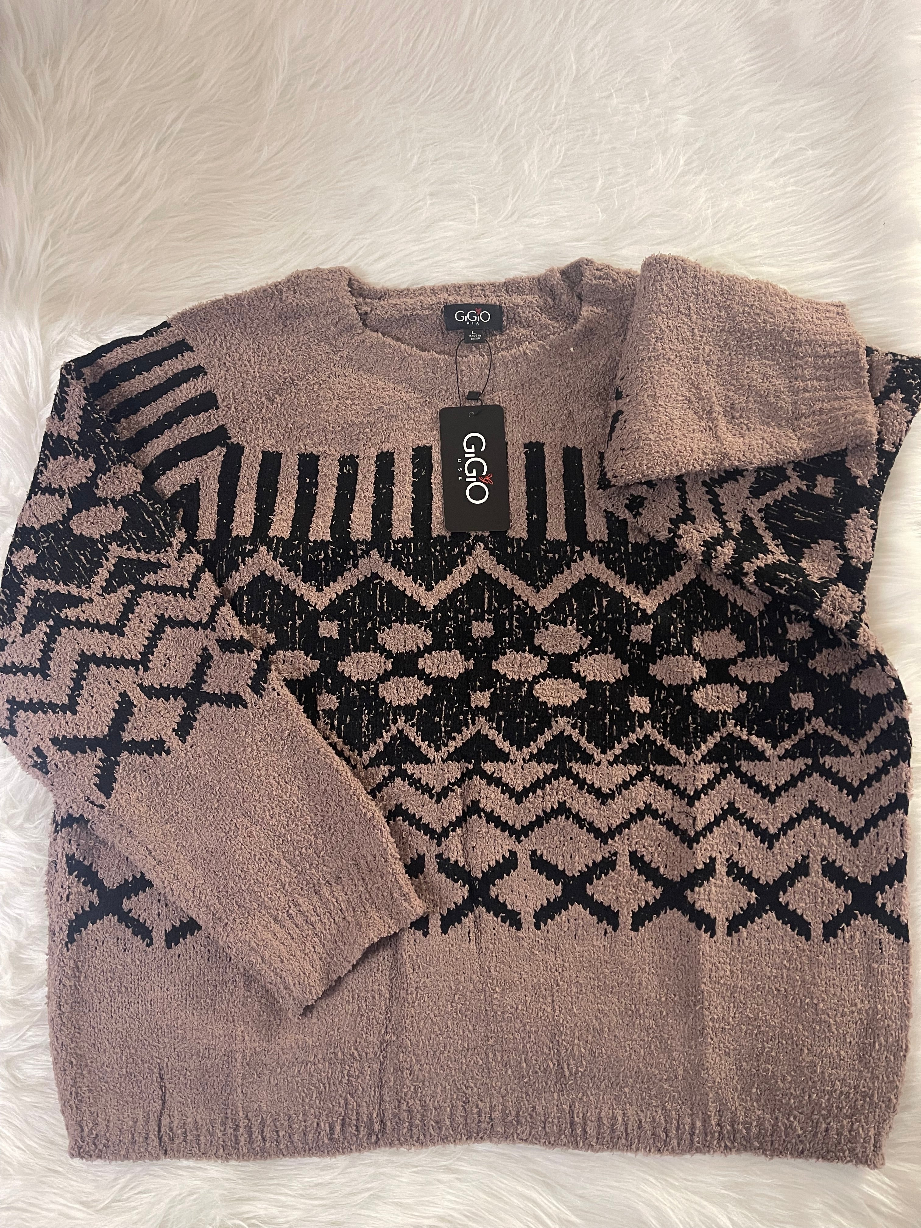Gigio Women's Round Neckline Fair Isle Sweater