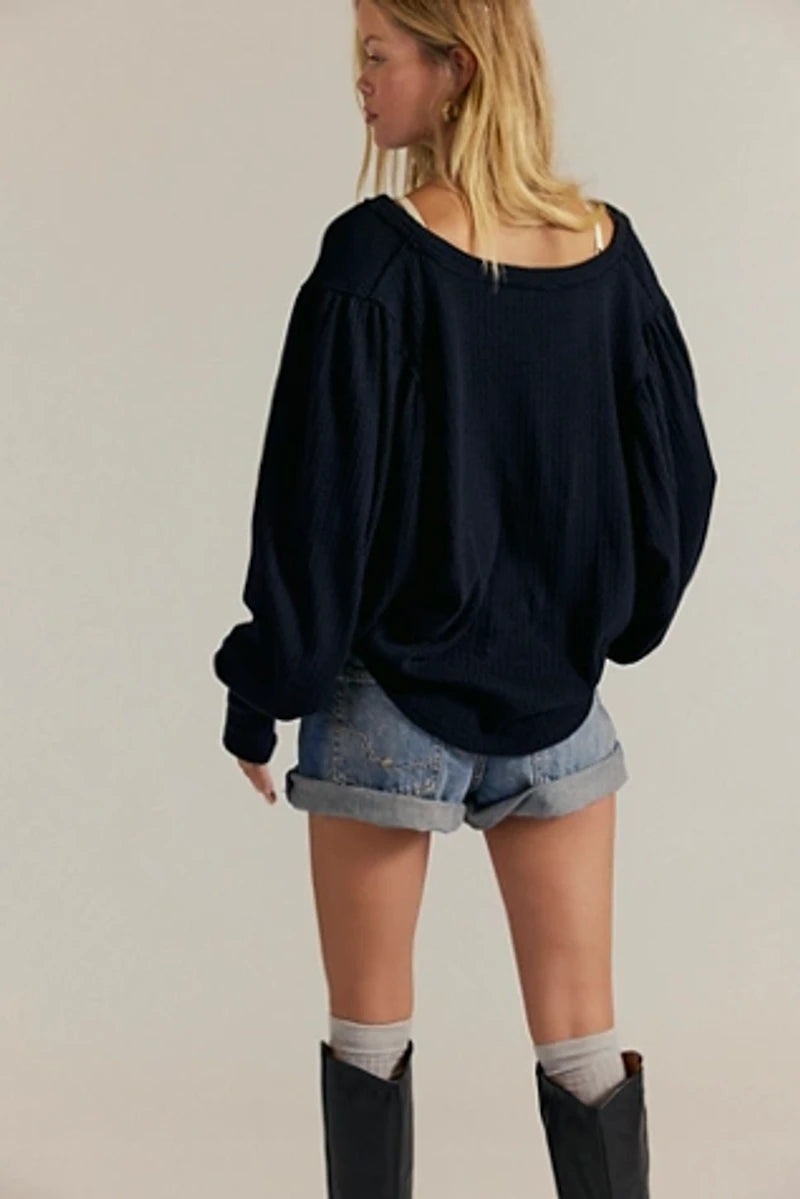Free People Quinn Knit Thermal - Black