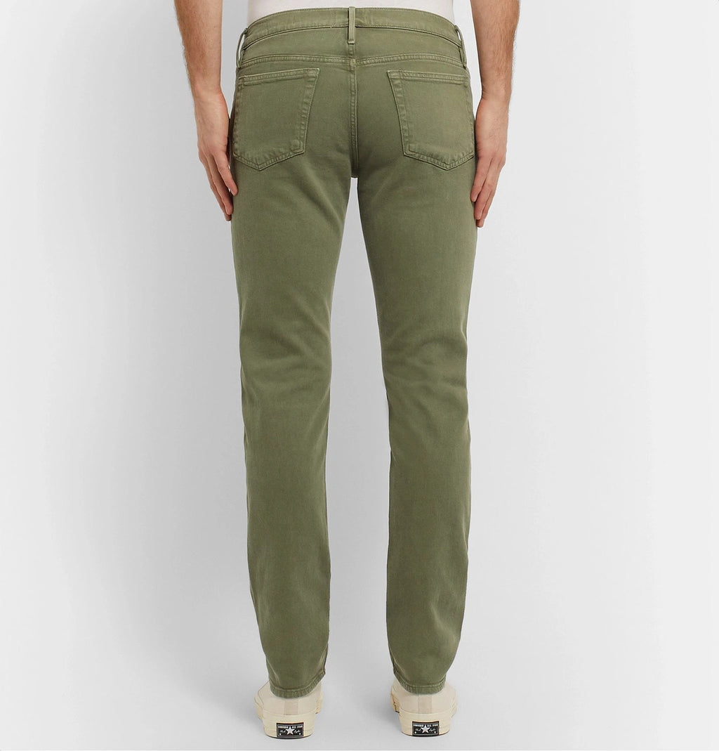 Frame L'Homme Slim-Fit Stretch-Denim Jeans - Garage Military Green