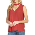 1. State Kenya Sleeveless V Neck Choker Top - Dark Rust