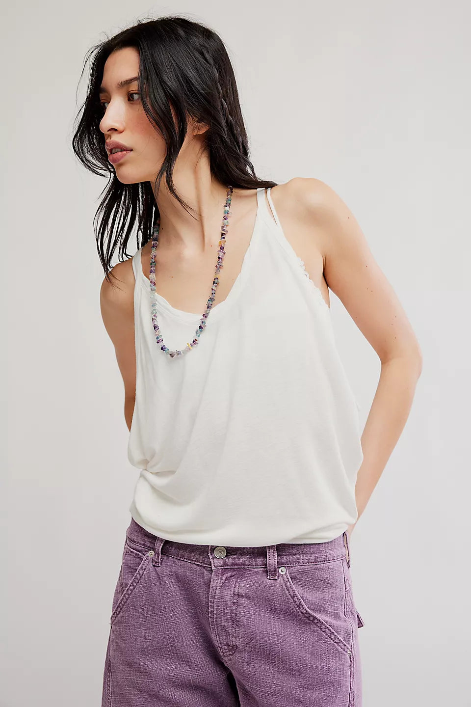 Free People Shoreside Tank Top - Clear Ivory