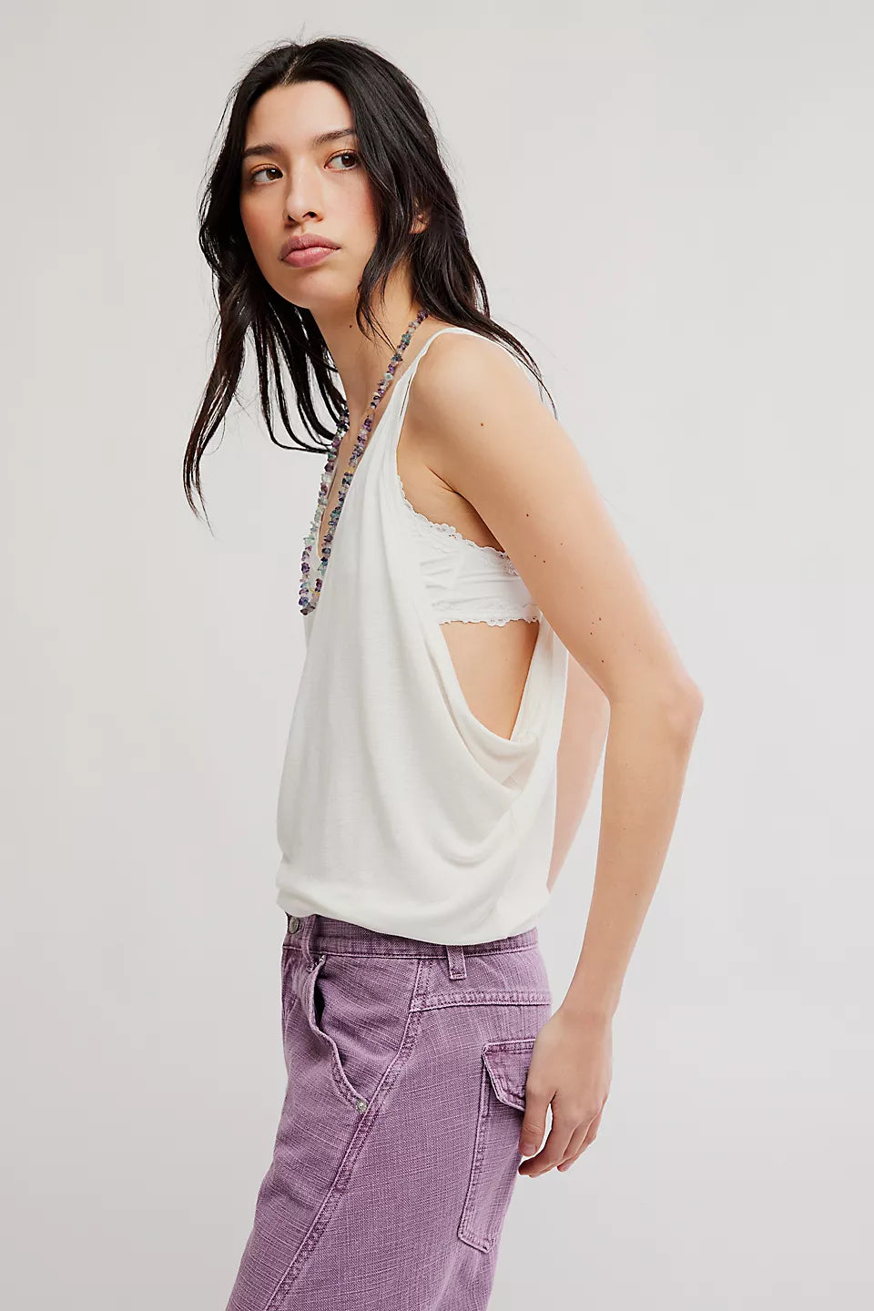 Free People Shoreside Tank Top - Clear Ivory