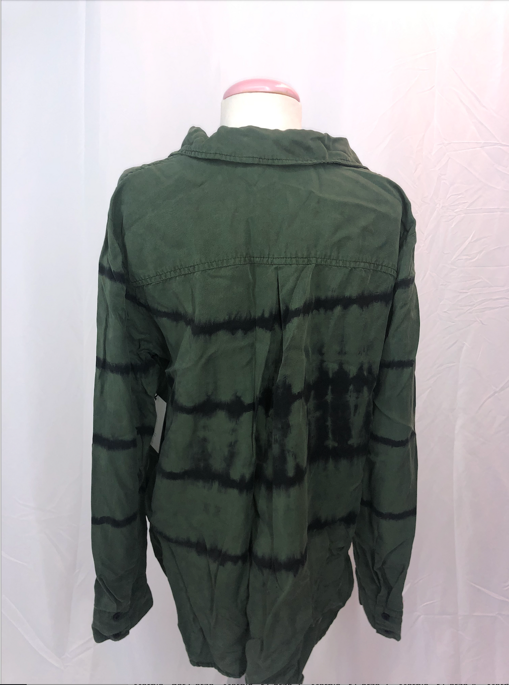 Bella Dahl Green Fray Hem Flowy Button Down Womens Blouse
