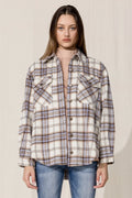 Miss Me Button Up Shirt Jacket - Multi Ivory