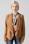 Miss Me French Terry Paisley Jacket - Camel Brown