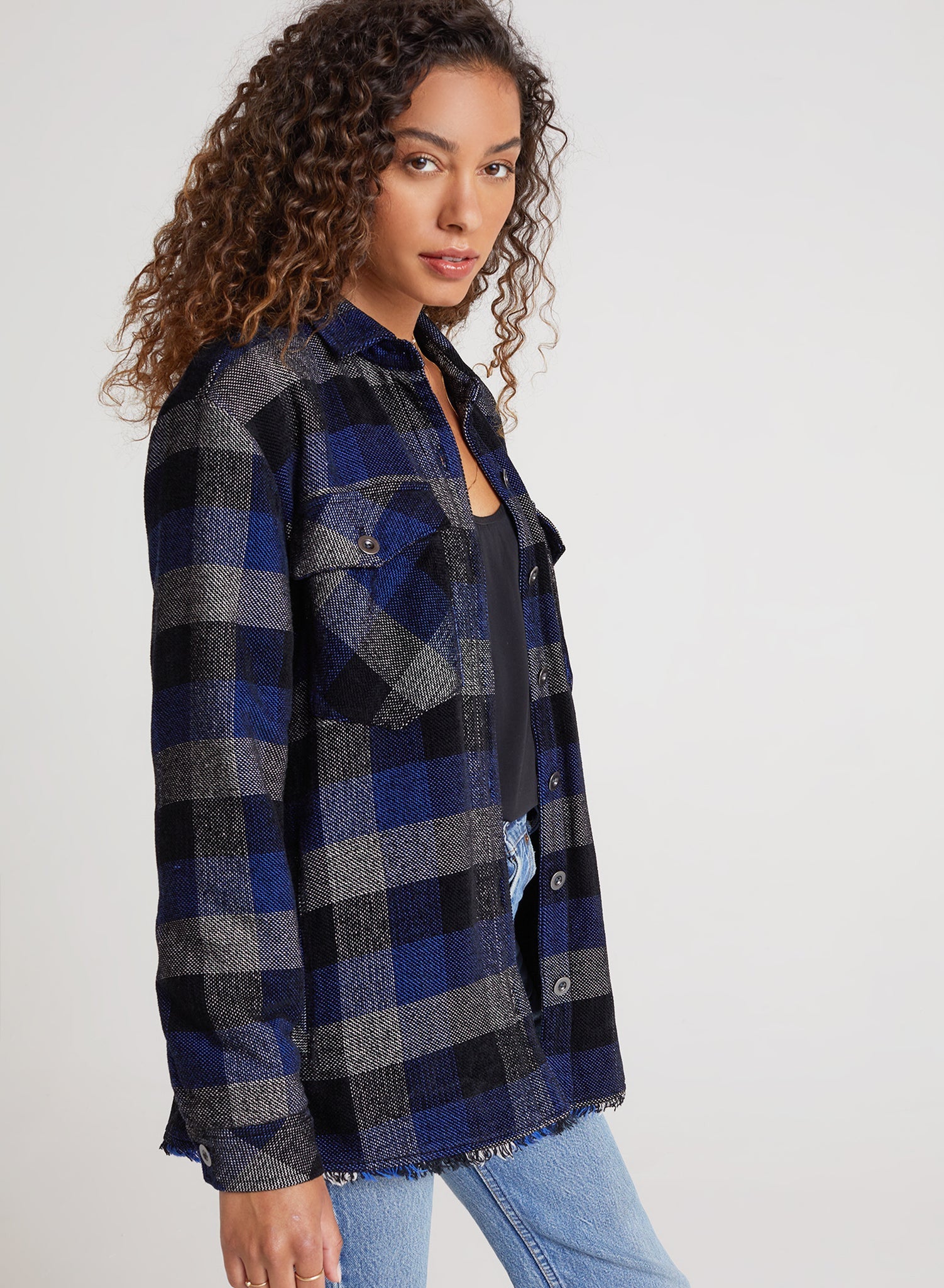 Bella Dahl Lined Women's Shacket in Black Check