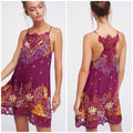 Free People Women's Who's Sorry Now Printed Slip Dress Wine