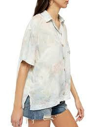 Free People Share Good Vibes Print Women's Shirt Ivory