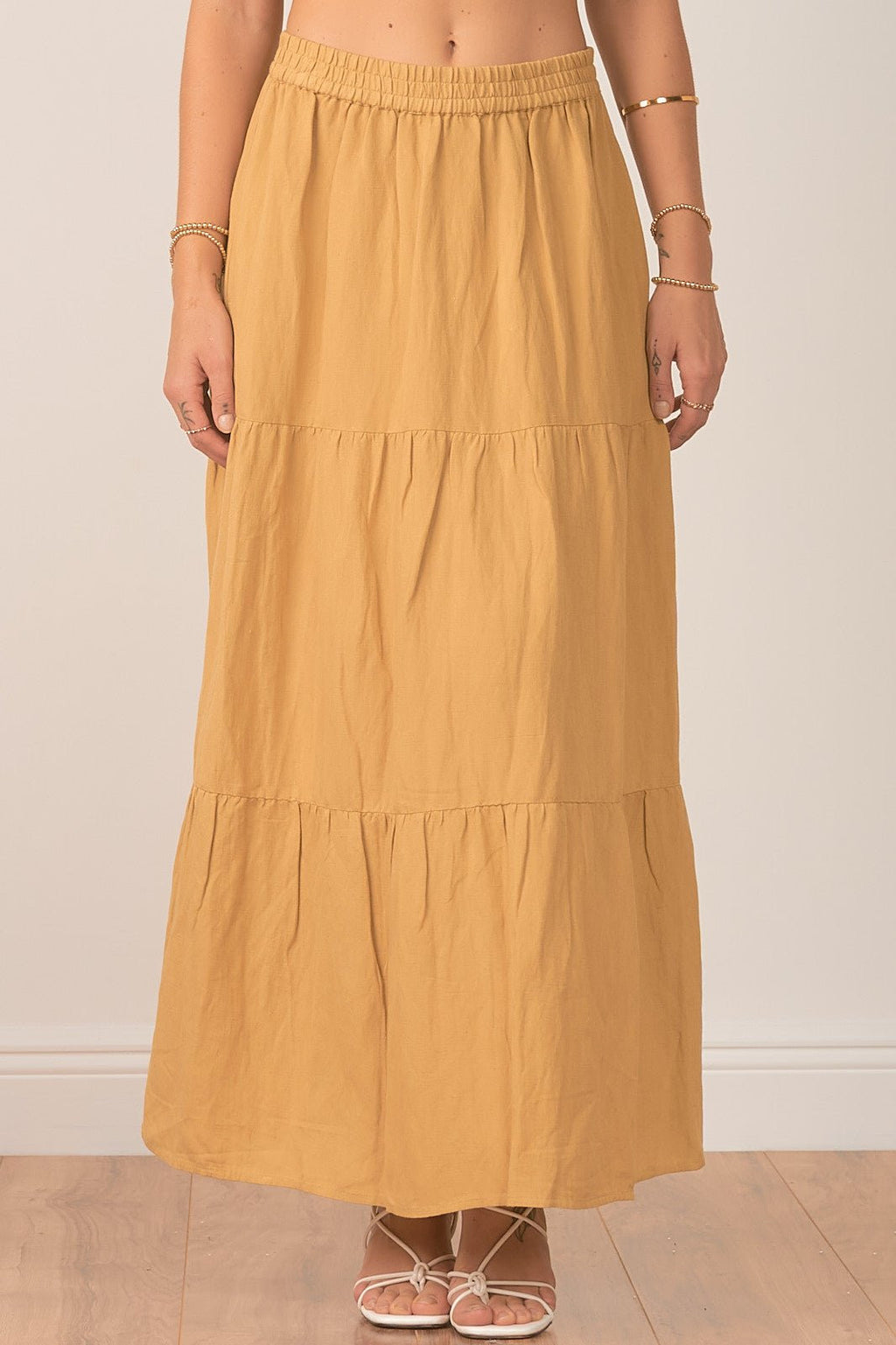 Elan Linen Maxi Tiered Women's Skirt