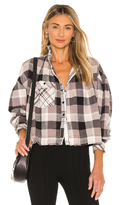 Free People Emily Plaid Crop Snap Front Shirt In Grey Combo