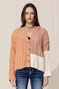 Miss Me Color Blocked Cardigan - Salmon Pink