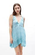 Free People Let It Happen Mini Dress - Soft Blue Combo