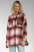 Elan Women's Button Red Plaid Jacket/Shirt