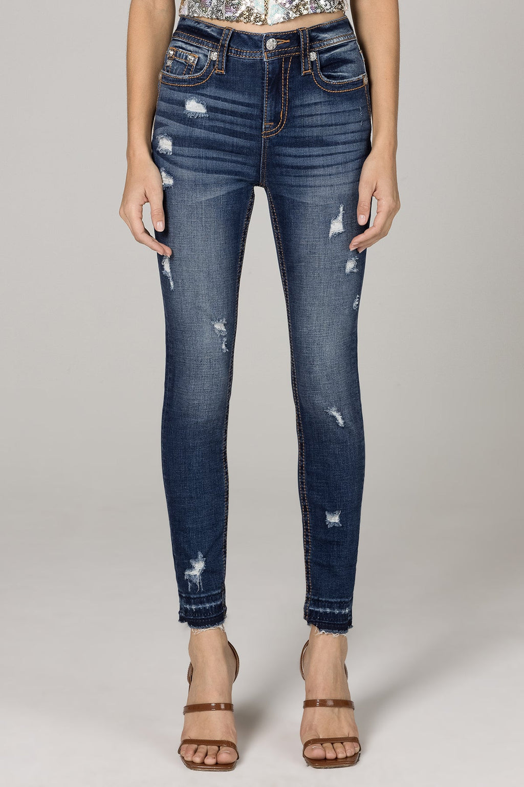 Miss Me Torn High Rise Ankle Skinny Jeans