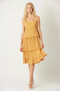 Bila 77 Flores Square Neck Dress Sunlit Haze