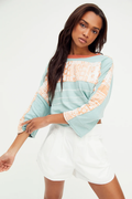 Free People Happiness in Bloom T-Shirt in Blue Cloud