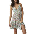 Free People Adella Floral Frilled Chemise -Sky Blue Combo