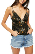 Free People Women's Float Away Printed Cami Top - Black