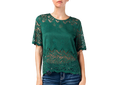 Miss Me Lace Short Sleeve Top Hunter Green