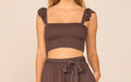 Ocean Drive Crepe Smocked Bodice Tank - Granite