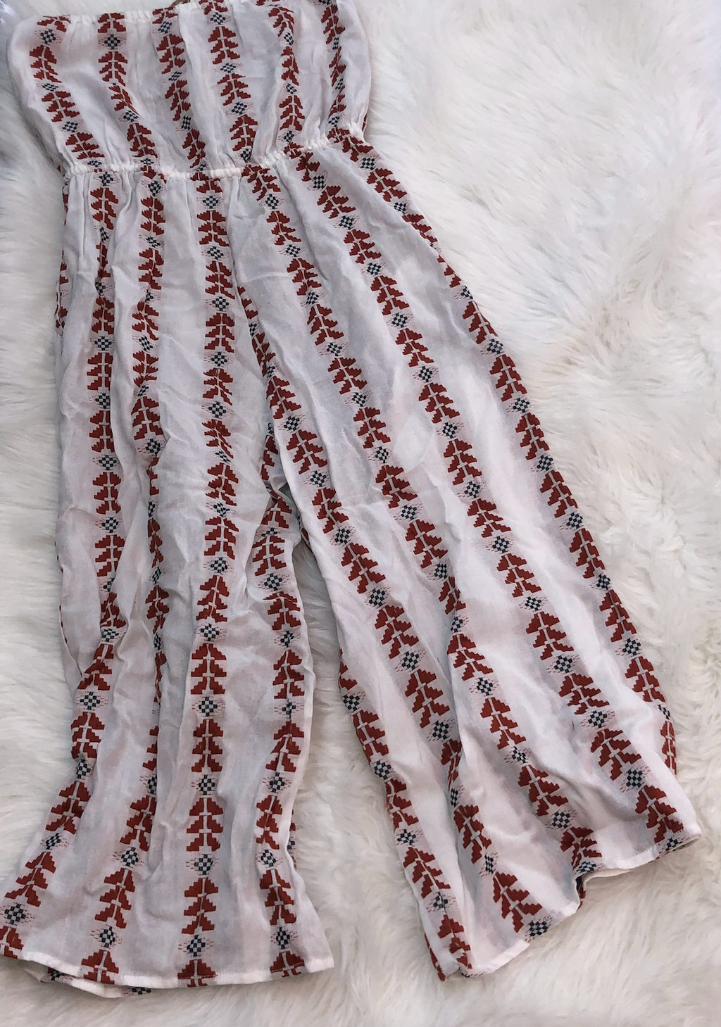 Elan Romper Tie Waist/White/Brown Arrow Print