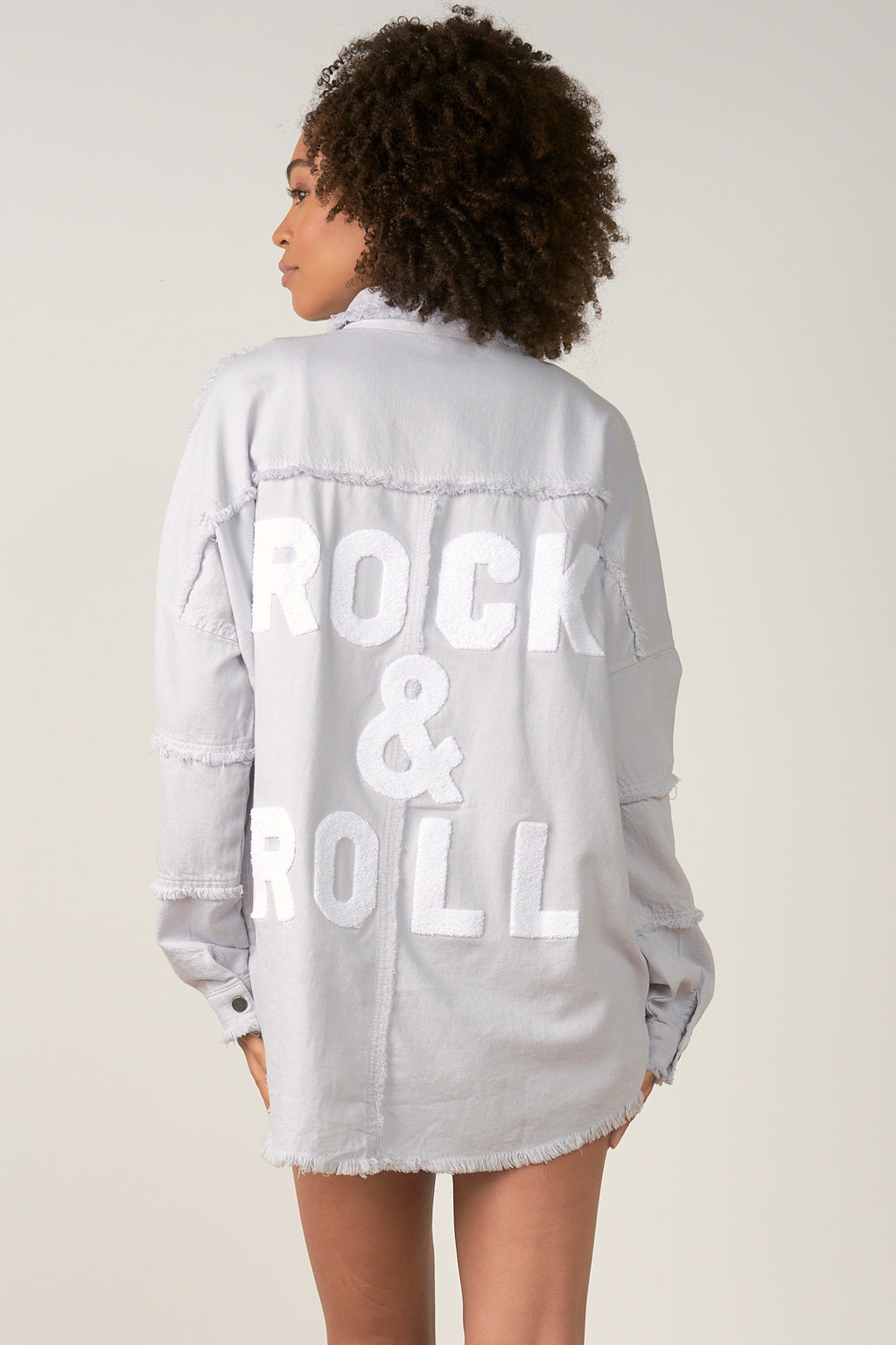 Elan Distressed Rock & Roll Button Up Jacket in Grey